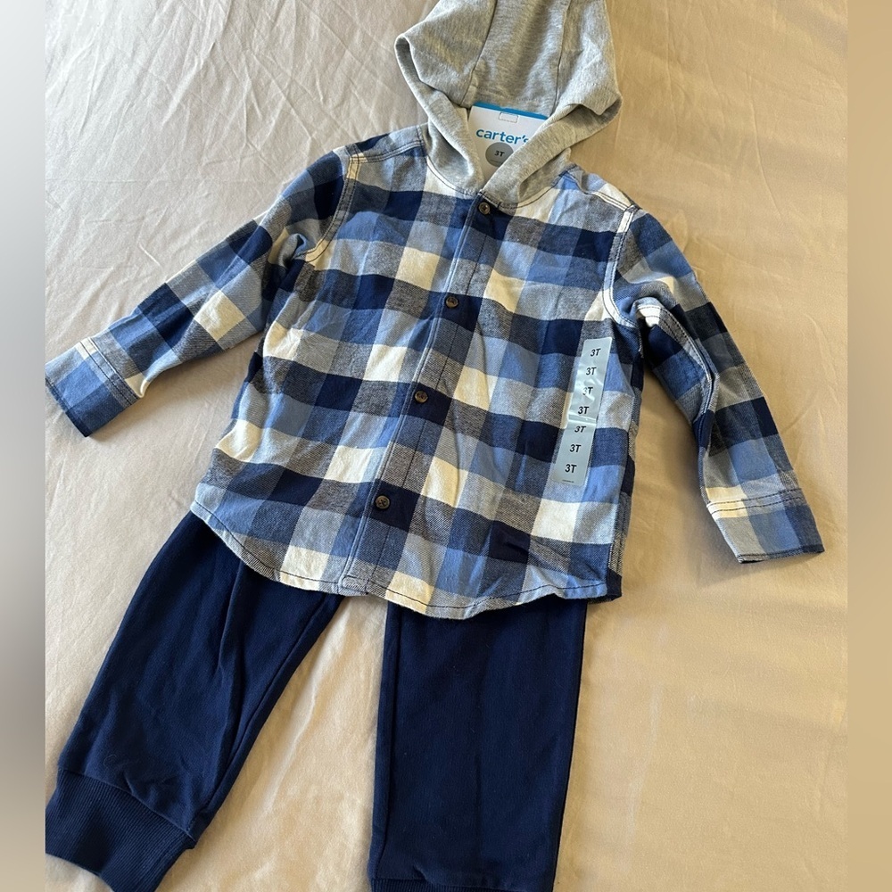 Carter's Blue and White Plaid Shirt, Size 3T - Picture 6 of 8